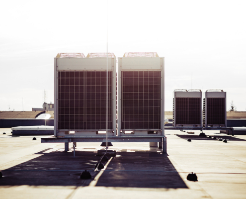 Air vents on the roof of building in functional and operational condition