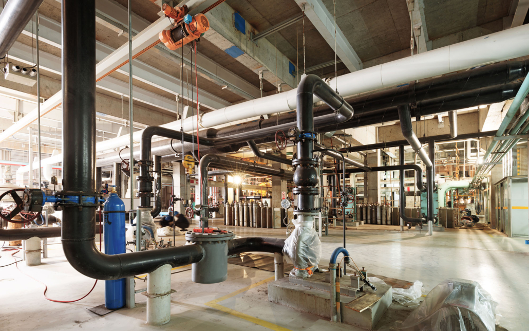 Equipment, cables and piping as found inside of industrial power