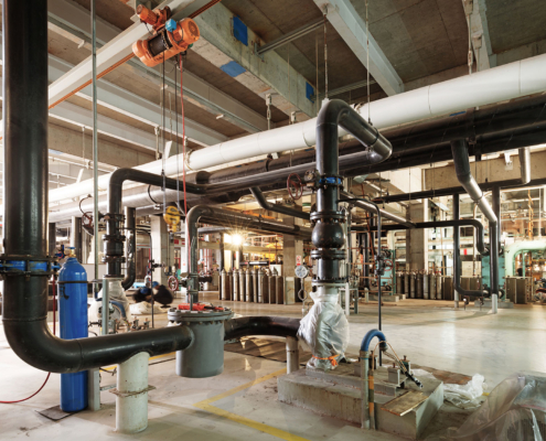 Equipment, cables and piping as found inside of industrial power